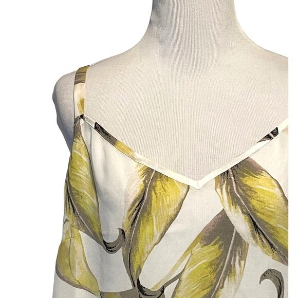 White House Black Market Leaf Print Cami Tank Women's Size 10 Shell Backless Top - Picture 2 of 7